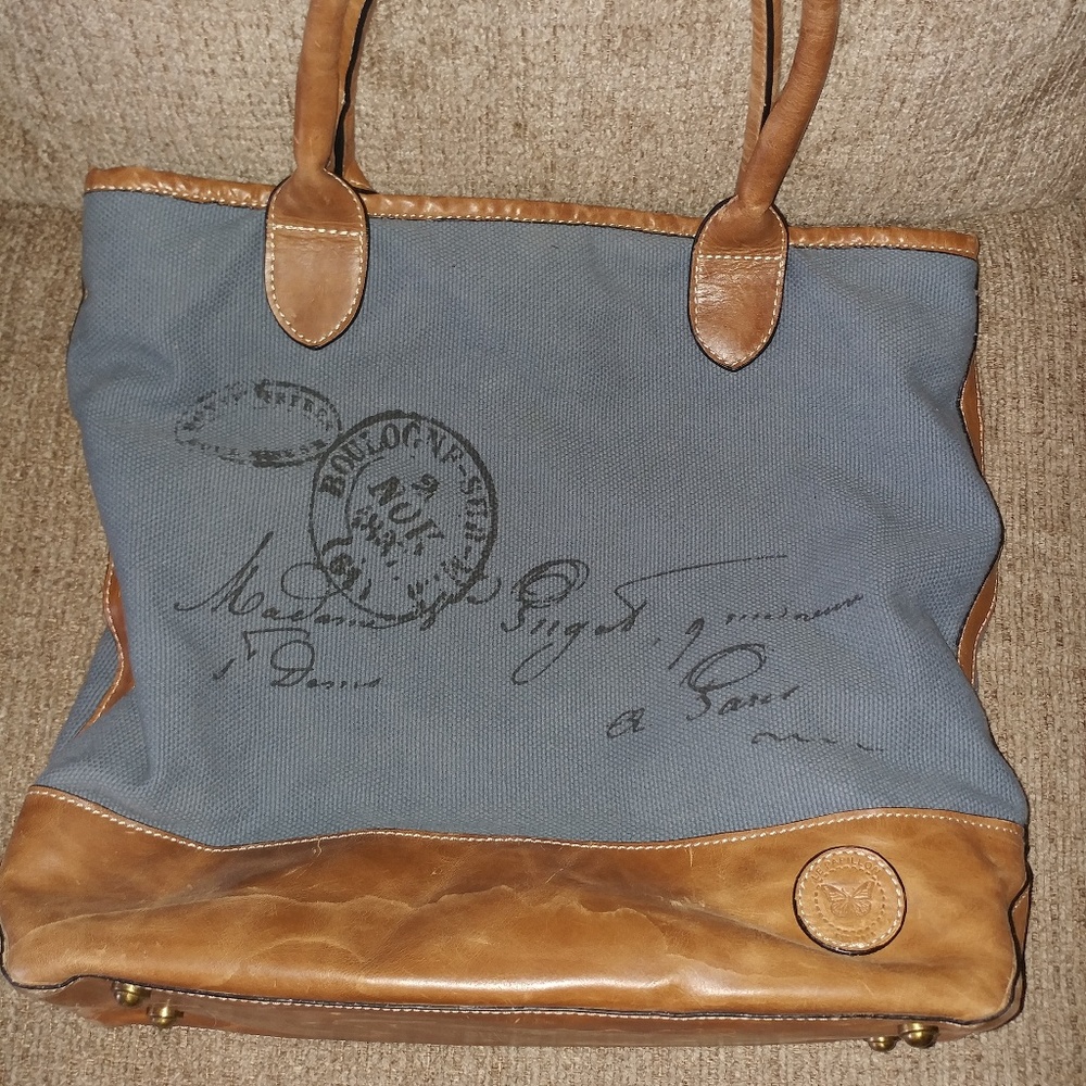 💙 canvas and leather tote bag